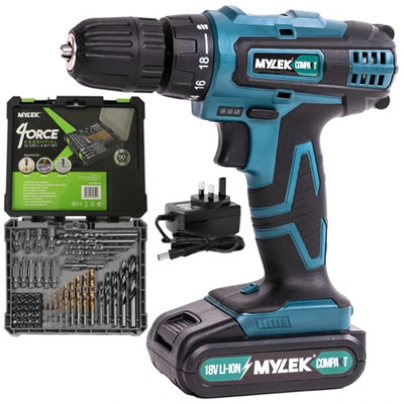Image of MYLEK Cordless Drill VCB with 50 Piece Accessory Kit Green