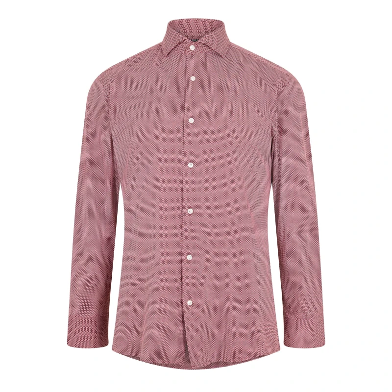 Image of Boss Mens Long Sleeve Oxford Shirt Open Brown male 15 inch