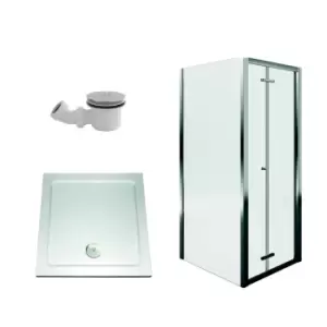 Image of Aqualux Bi-Fold Door Shower Enclosure and Tray Package - 900 x 900mm