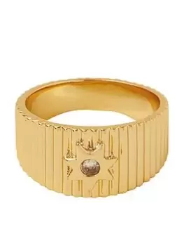 Image of Accessorize Z Star Corregated Ring, Gold Size M Women