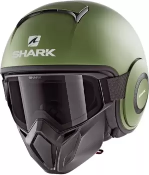 Image of Shark Street-Drak Blank Mat Jet Helmet, green Size M green, Size M
