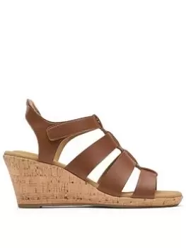 image of Rockport Briah New Gladiator Tan Leather, Brown, Size 4, Women