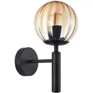 Image of Netlighting Ravena Modern 1 Light Wall Lamp, E27 - ITLWL-2324-1 Bk+Amb