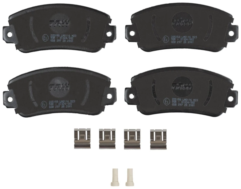 Image of TRW GDB297 Brake pad set Front Axle, prepared for wear warning indicator, with accessories Brake Pad Set,disc brake (402)