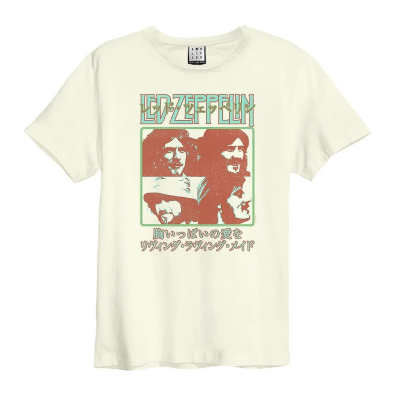 Image of Amplified Amplified Men Japan Poster LED Zeppelin T-Shirt in White Size: X-Small White XS Male 5063238050167
