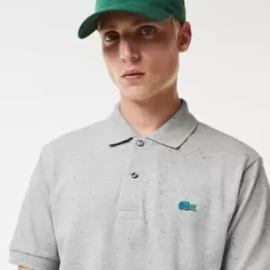 Image of Lacoste Mens Classic Fit Speckled Print Cotton Pique Polo Shirt Size 3 - S Grey Chine