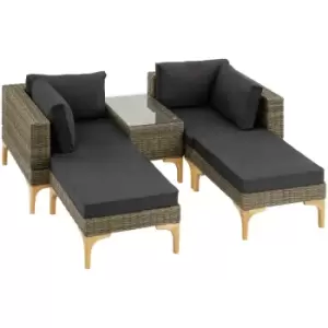 Tectake Rattan Lounge Set Bellaria - 2 Chairs, 2 Stools, 1 Side Table