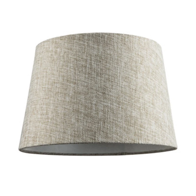 Image of Happy Homewares Traditional Natural Textured Linen Drum Lamp Shade In Taupe Brown