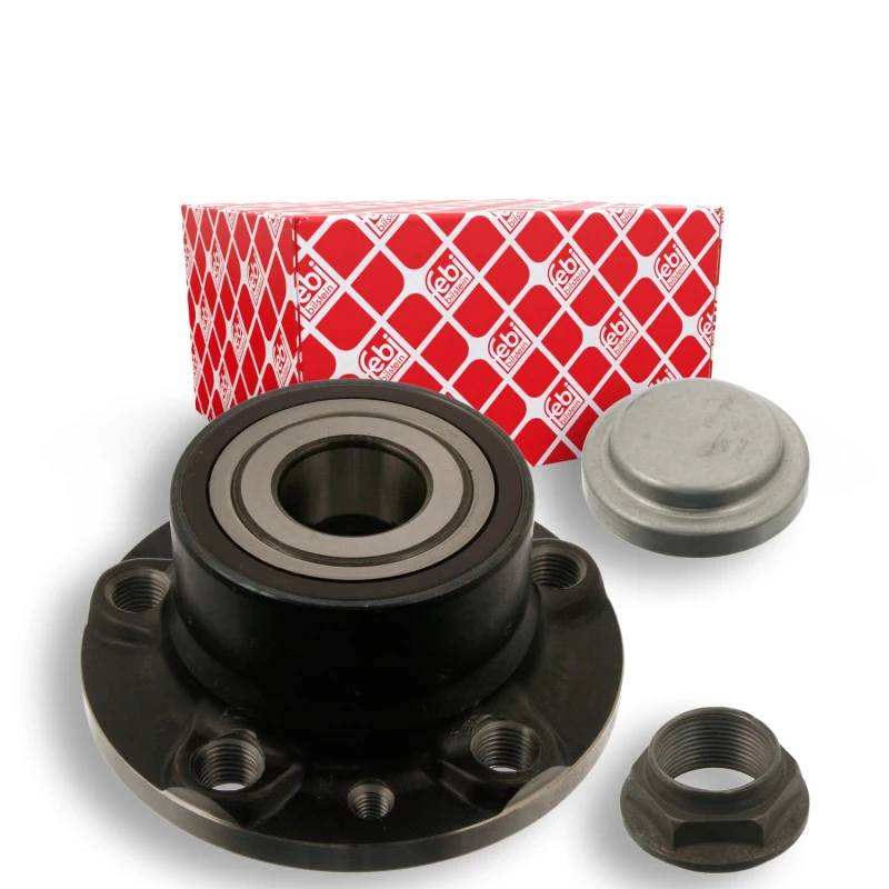 Image of FEBI BILSTEIN 40017 Wheel bearing kit with fastening/mounting material, Rear Axle Right, with ABS sensor ring Wheel Bearing Kit (654)