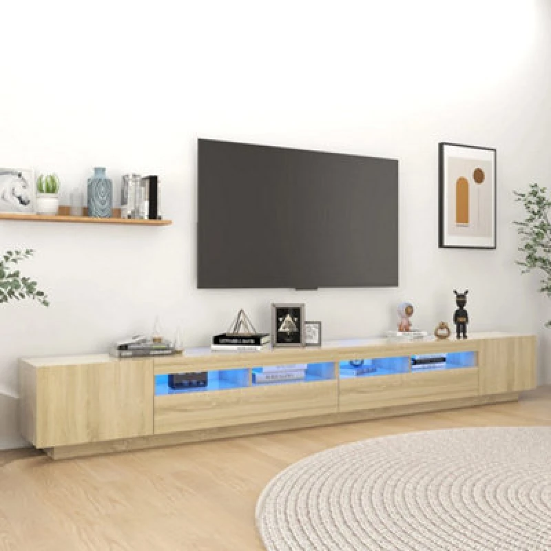 Image of VIDAXL TV Cabinet with LED Lights Sonoma Oak 300x35x40cm Vidaxl 8720286641156
