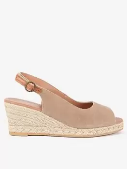 Image of Barbour Barbour Nadia Suede Open Toe Wedge Sandal - Brown, Size 3, Women