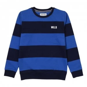 Image of Jack Wills Wills Wide Stripe Crew Neck Sweatshirt - Blue Stripe