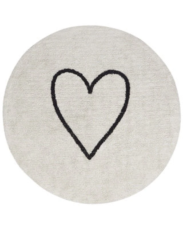 Image of Beliani Kids Rug Heart Beige 140 Cm Cotton