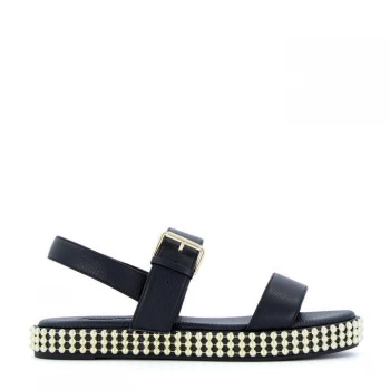 Image of Dune Black Leather 'Lyss' Ankle Strap Sandals - 3