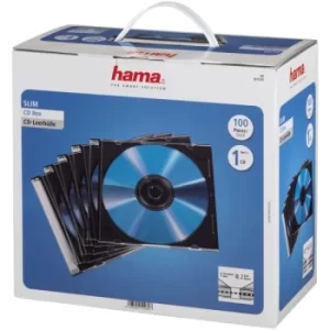 image of Hama Slim CD Jewel Case, pack of 100, transparent/black