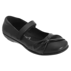 image of US Brass Girls Marlin Touch Fastening Bar Shoes (1 UK) (Black)