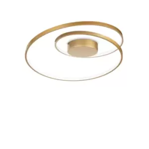 image of OZ Dimmable Swirl Integrated LED Semi Flush Light Brass, 3000K