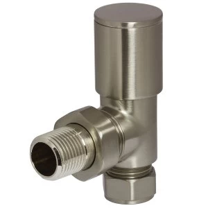 Image of Heating Style Round Angled Radiator Valves - Brushed Nikel