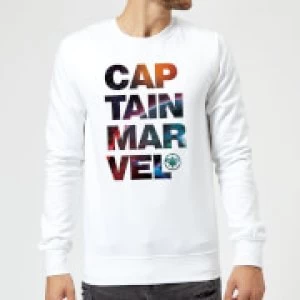 Image of Captain Marvel Space Text Sweatshirt - White