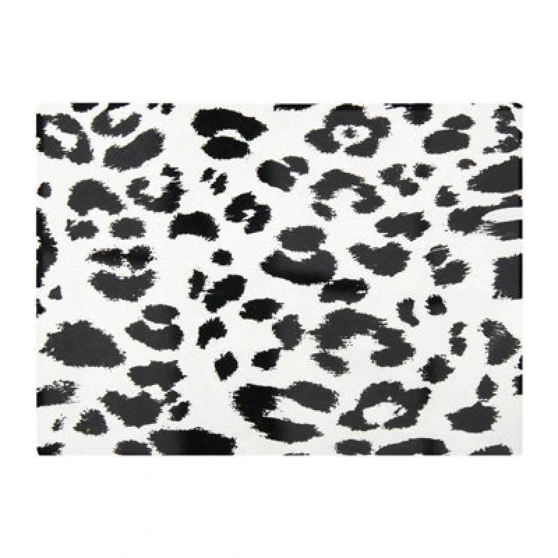 Image of Warren Reed Designer Black Leopard Print Glass Chopping Board