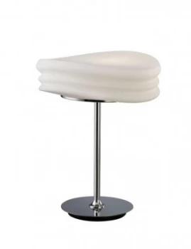 image of Table Lamp 2 Light E27 Medium, Polished Chrome, Frosted White Glass