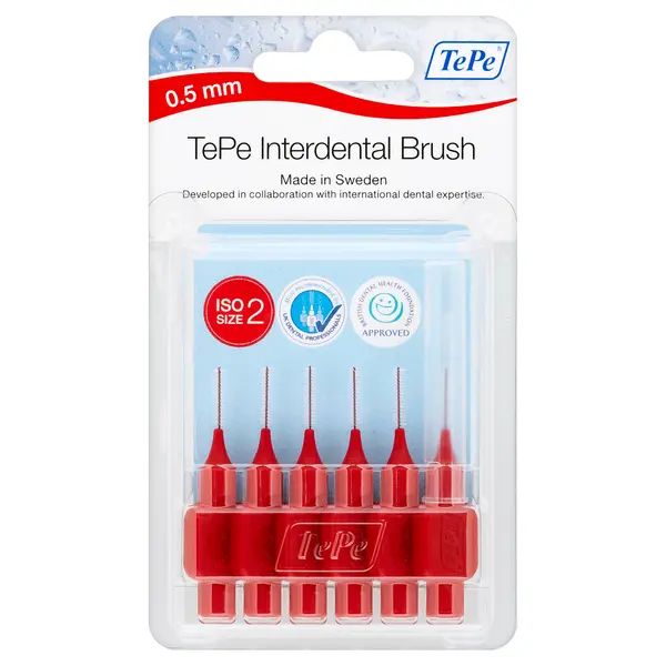 image of TePe 0.5mm Red Interdental Brush 6Pcs