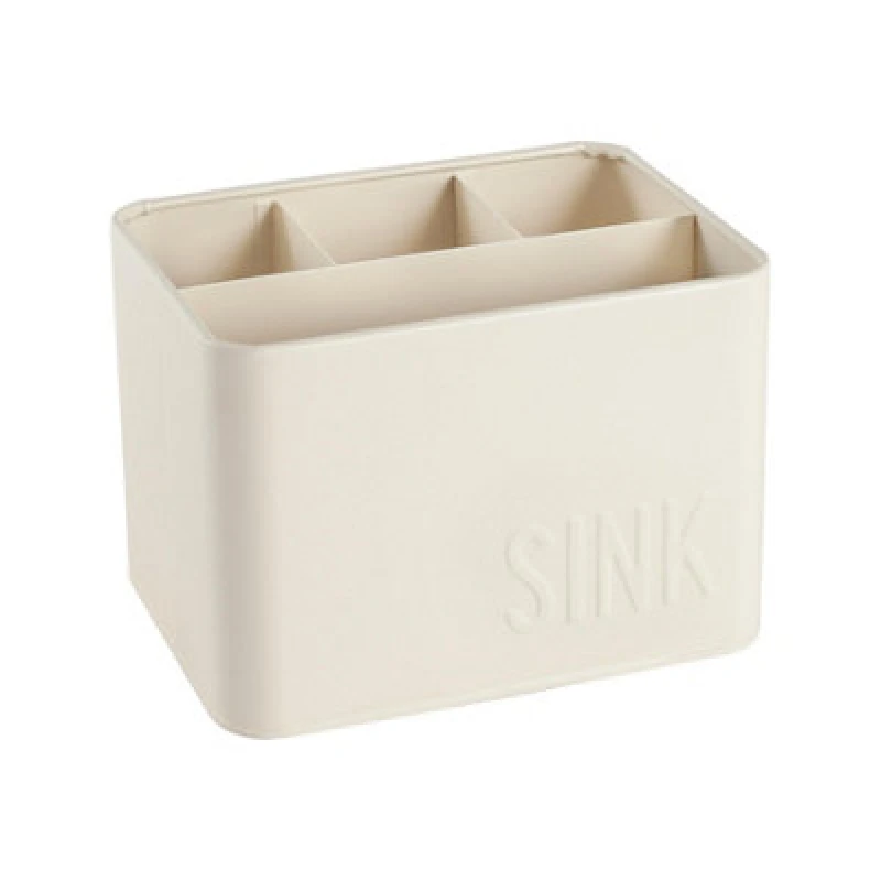 Image of Harbour Housewares Vintage Metal Sink Tidy - Cream - Vintage Metal Kitchen Cleaning Sink Storage Container Canister Tin