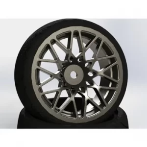 Image of Fastrax 1/10 Street/Tread Tyre Star Spoke Gun Metal Wheel Complete Set Of 4