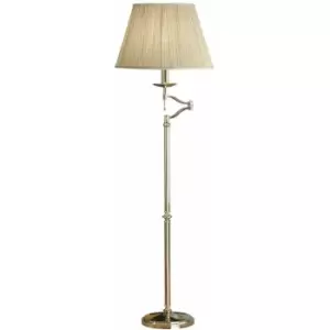 Image of Loops - Luxury Moving Swing Arm Feature Floor Lamp Polished Nickel & Beige Organza Shade