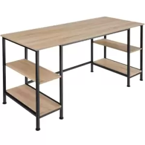 TecTake Stoke Computer Desk With Under Desk Shelves - Brown