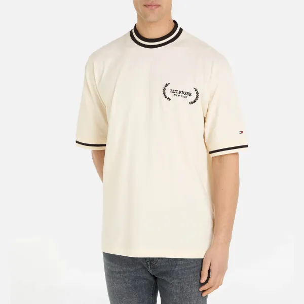 Image of Tommy Hilfiger Lauren Tipped Cotton Logo T-Shirt - XL
