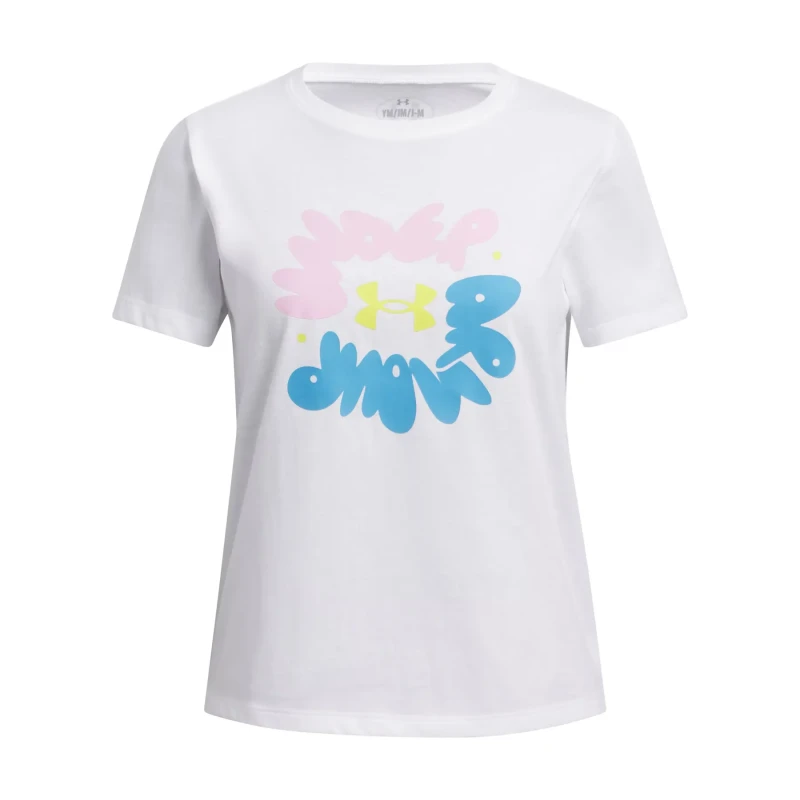 Image of Kid's T-Shirt Under Armour Bubble Wordmark Blanc Male 12/14 ans