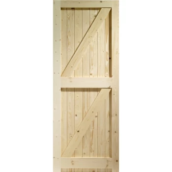 Image of XL Joinery Boarded Framed Ledged & Braced Unfinished Natural Pine External Shed Door - 1981mm x 686mm (78x27 inch) Softwood FLB27