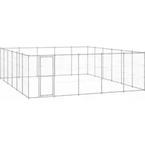 Image of Vidaxl - Outdoor Dog Kennel Galvanised Steel 36.3 m² Silver