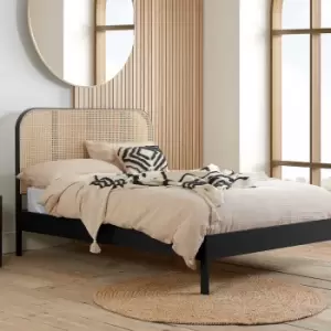 image of Olivia's Maggie Rattan Bed in Black / Double