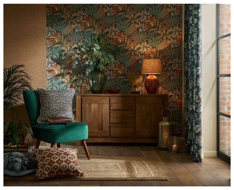 Image of Esselle Home Esselle Home Plain and Teaxtured Weave Orange Wallpaper