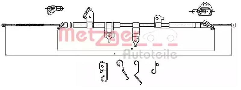 Image of METZGER 17.1566 Brake Cable COFLE, Left Rear, 1882/1665mm Cable,parking brake (124)