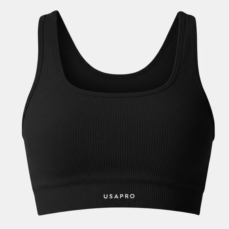 Image of USA Pro Pro Seamless Ribbed Bra Womens - Black 8