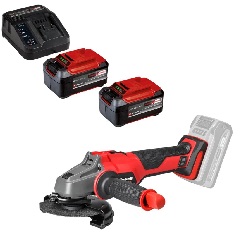 Image of Einhell Professional AXXIO 18/115 18v Cordless Brushless Angle Grinder 115mm 2 x 5.2ah Li-ion Charger No Case AXXIO 18/115