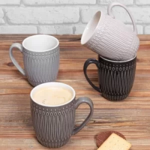 Image of Set of 4 Grey Scale Stoneware Coffee Mugs