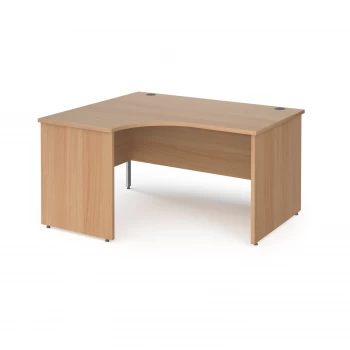 image of Orbit left hand ergonomic desk with panel ends and silver corner leg 1400mm - beech