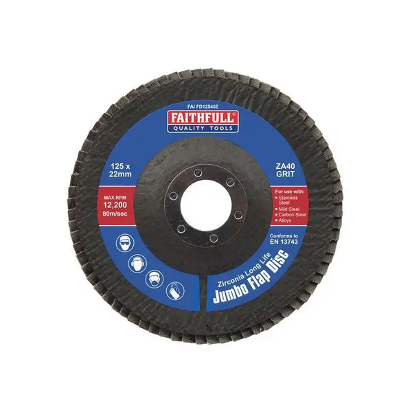 Image of Faithfull Zirconia Abrasive Jumbo Flap Disc FAIFD12540Z Diameter: 125mm