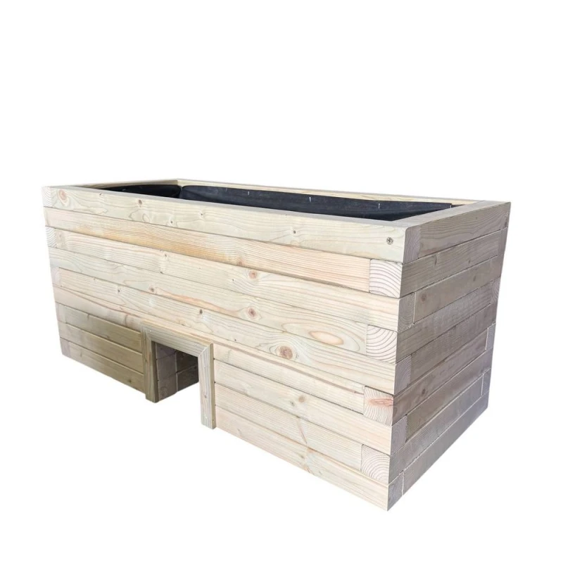 Image of Buttercup Farm Wooden Hedgehog Hide Garden Planter Trough - L90 x W40 x H40cm in Light Brown Light Brown Unisex