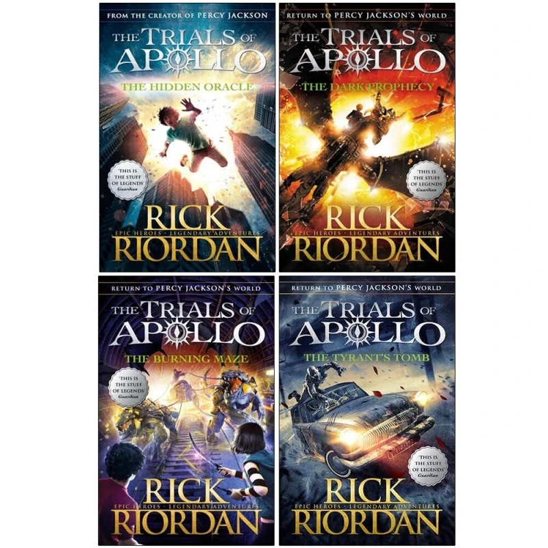 Image of The Trials of Apollo Series Books 1 - 4 Collection Set by Rick Riordan (Hidden Oracle, Dark Prophecy, Burning Maze & Tyrant's Tomb) Rick Riordan Books