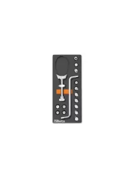 Image of Beta Tools M264 16pc Oil Drain Plug Socket Set in Soft Tray for Roller Cab