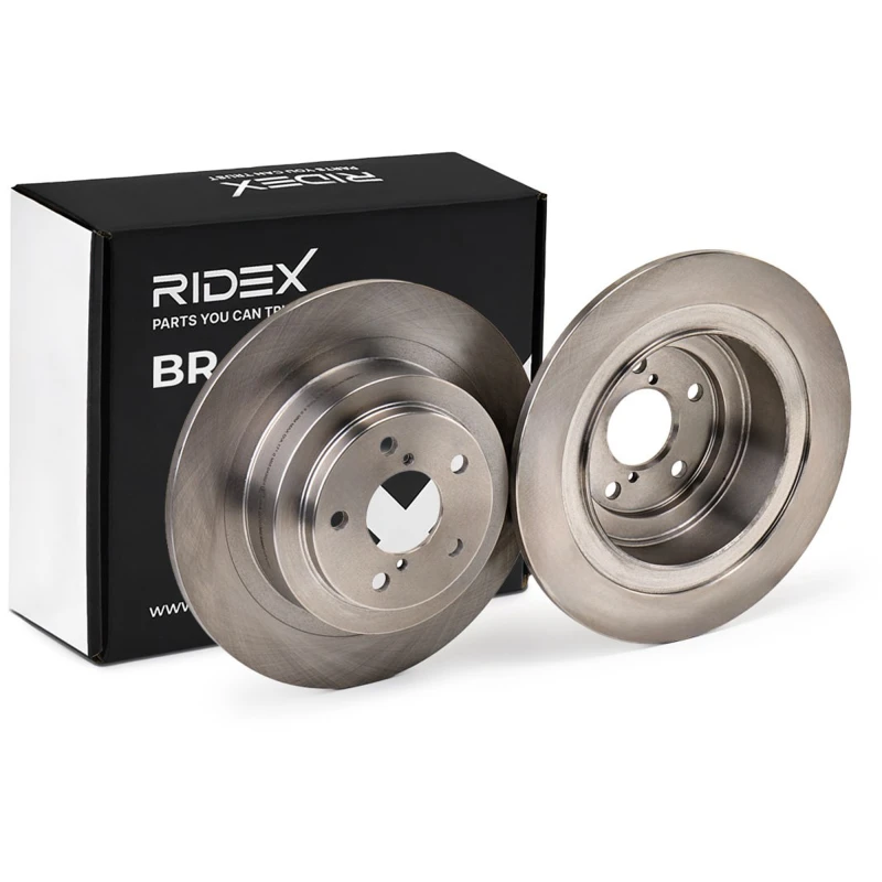 Image of RIDEX 82B0432 Brake disc Rear Axle, solid, Cast Iron, Uncoated, Untreated, without bolts/screws Cast Iron Brake Disc (82)