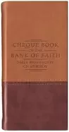 Image of chequebook of the bank of faith tanburgundy