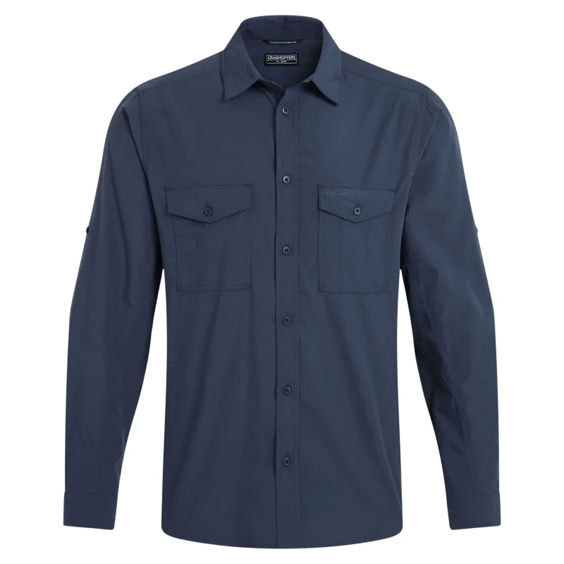 Image of Craghoppers Craghoppers Men Kiwi Long Sleeved Insect-Barrier Shirt in Pale Blue Size: Small Pale Blue S Male 5063260131926