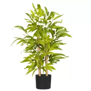 Image of HOMCOM Artificial Plants Bamboo Tree in Pot Desk Fake Plants for Home Indoor Outdoor Decor, 15x15x60cm, Green