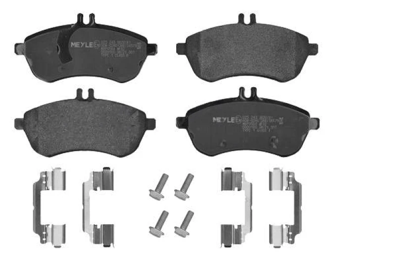 Image of MEYLE 025 243 0620/K1 Brake pad set Front Axle, prepared for wear warning indicator, with accessories, Original Quality, with brake caliper screws Br